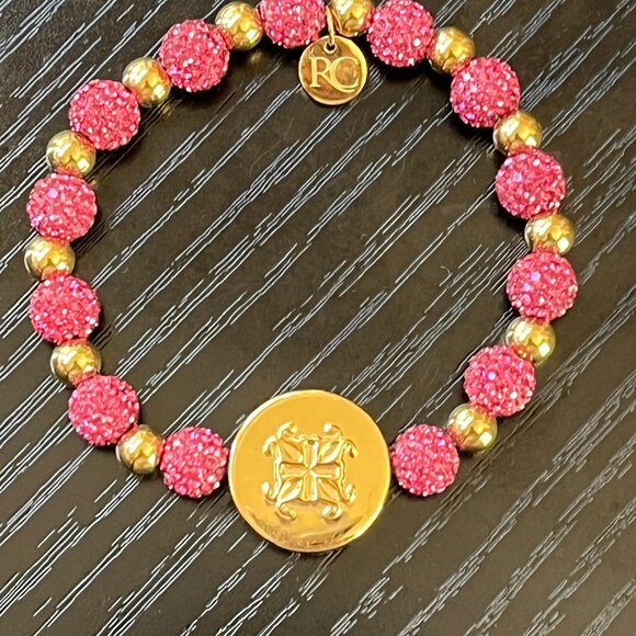 Rustic Cuff "How Big Is God!" Pink Shambala Pave Stretch Bracelet - Picture 2 of 4